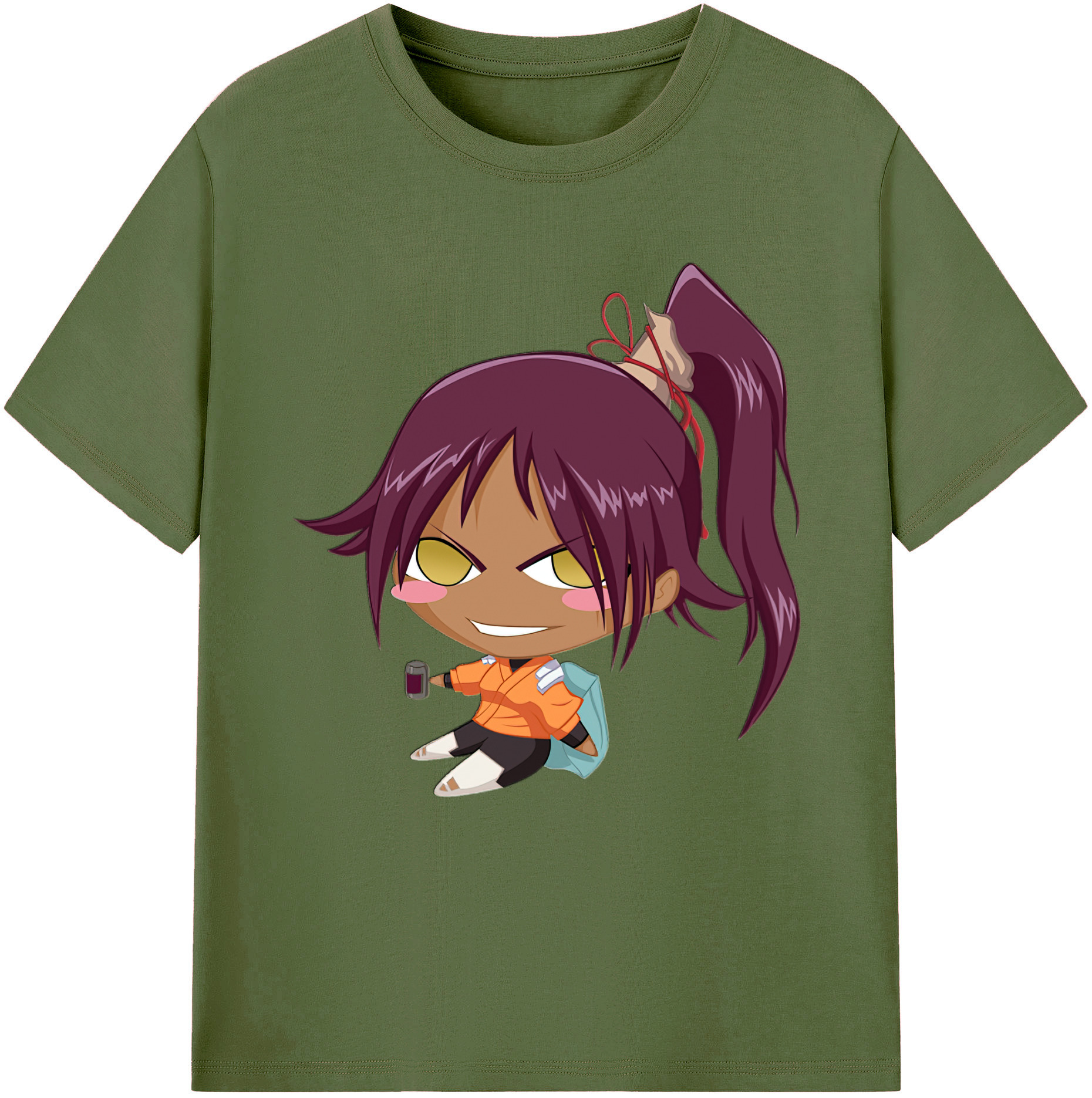 （画像用） ブリーチ 四楓院 夜一（しほういん よるいち） BLEACH Shihouin Yoruichi 綿100％半袖Tシャツ（フロントプリント）